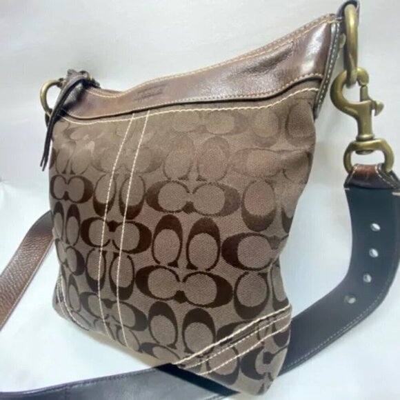 Vintage Coach Legacy Signature Convertible Bucket Duffel Bag 10403 Brown EUC - Picture 11 of 15